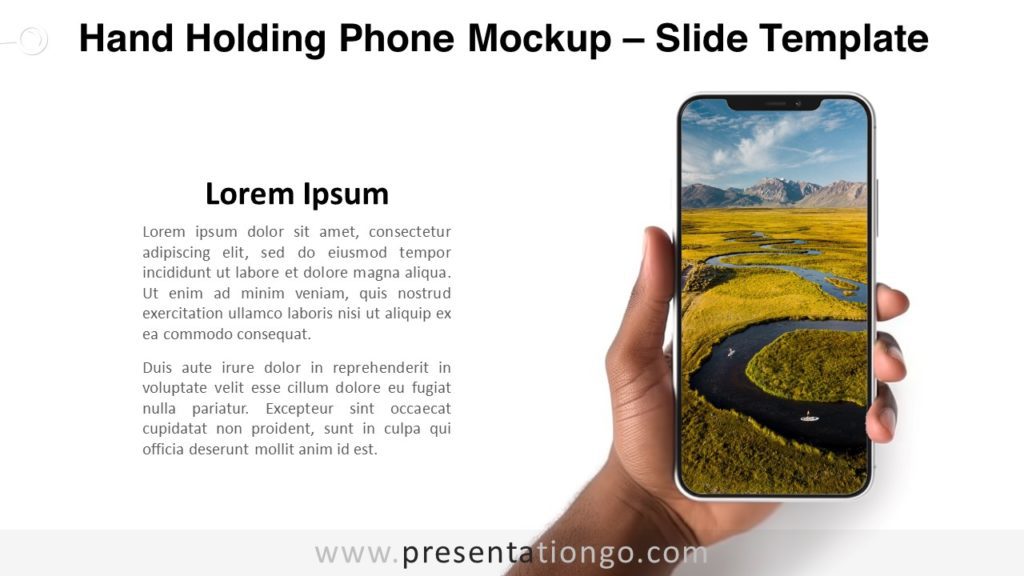 Hand Holding Phone Mockup for PowerPoint and Google Slides - Example with a Random Photo
