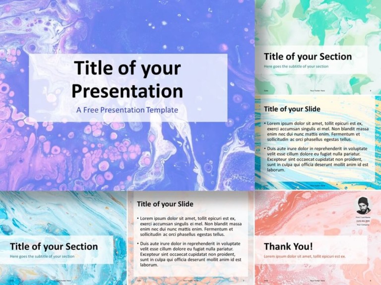 Free Liquid Marbling Paint Template for PowerPoint and Google Slides