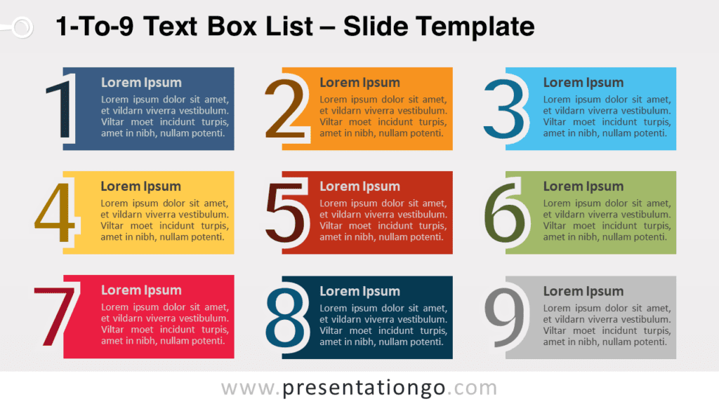 Free 1-To-9 Text Box List for PowerPoint and Google Slides