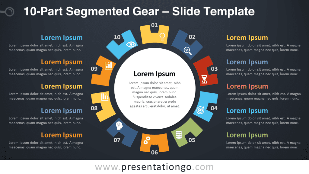 Free 10-Part Segmented Gear Diagram for PowerPoint and Google Slides
