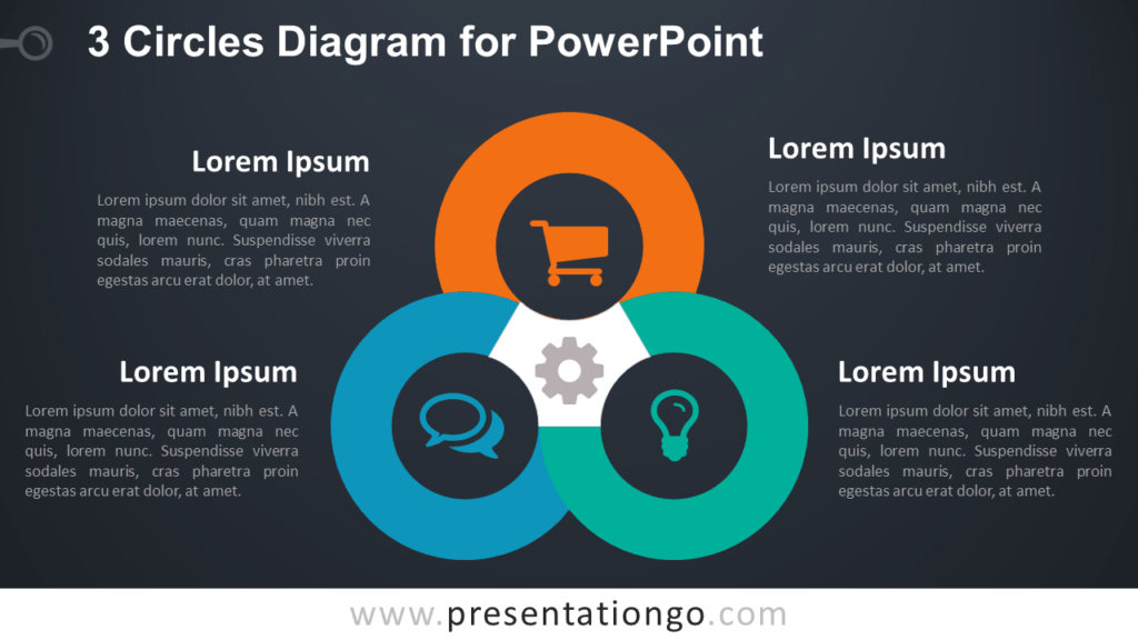 3 Circles PowerPoint Template - Dark Background