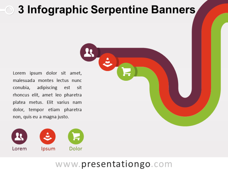 Free 3 Serpentine Banners for PowerPoint