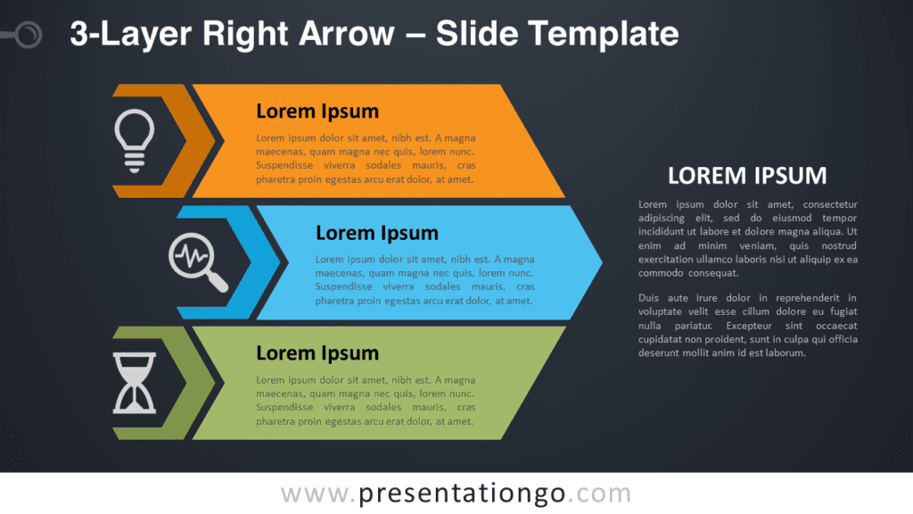 Free 3-Layer Right Arrow Graphics for PowerPoint and Google Slides