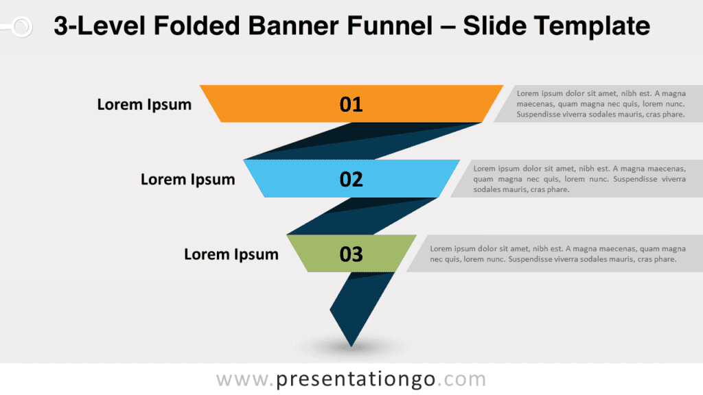 Free 3-Level Folded Banner Funnel for PowerPoint and Google Slides