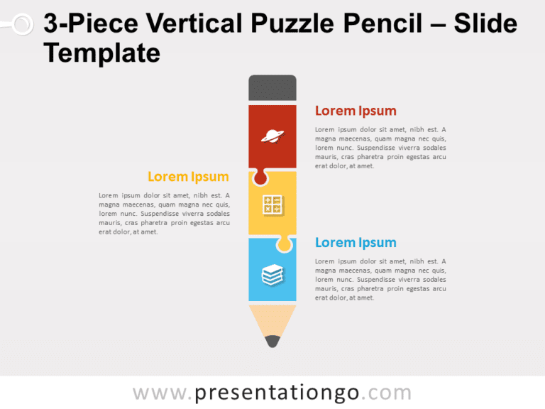 Free 3-Piece Vertical Puzzle Pencil for PowerPoint