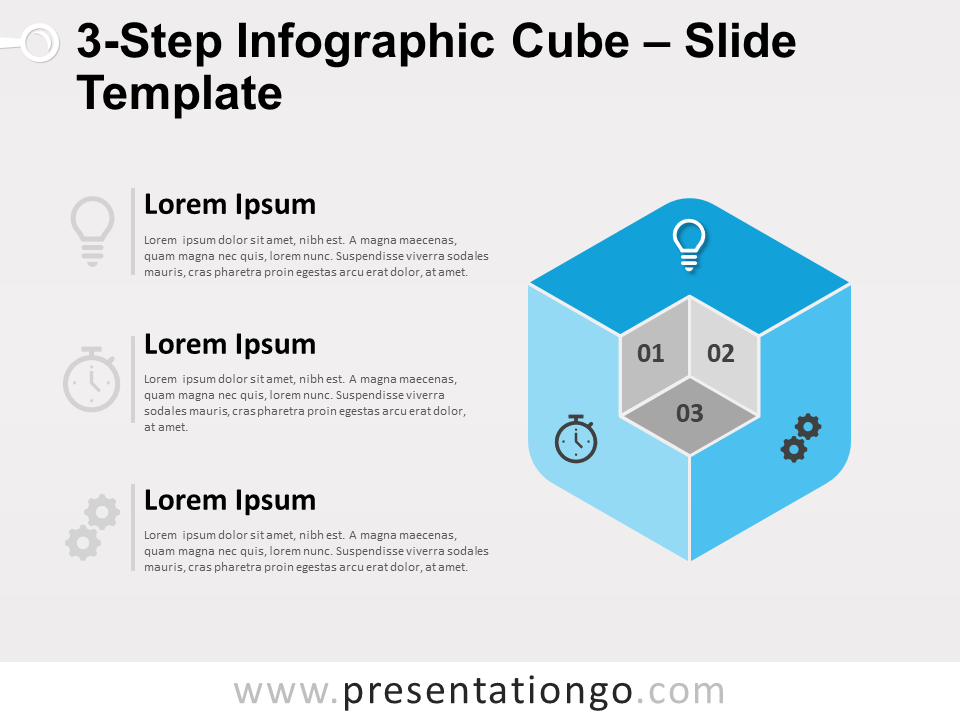 Free 3-Step Infographic Cube for PowerPoint