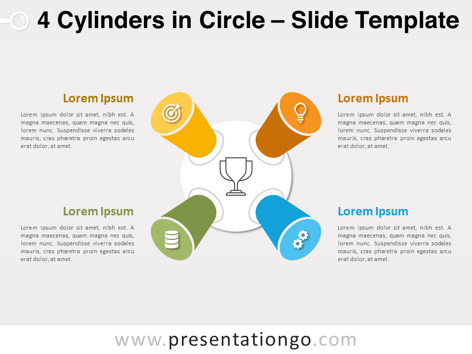 Free 4 Cylinders in Circle for PowerPoint