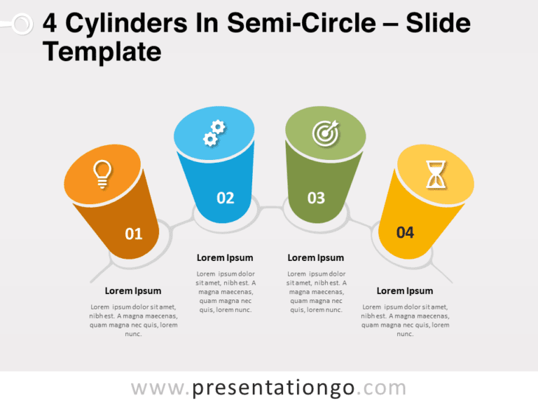 Free 4 Cylinders in Semi-Circle for PowerPoint