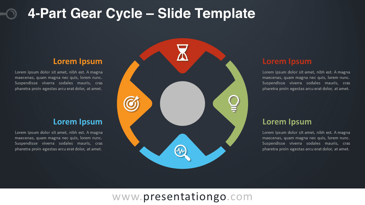 Free 4-Part Gear Cycle Diagram for PowerPoint and Google Slides