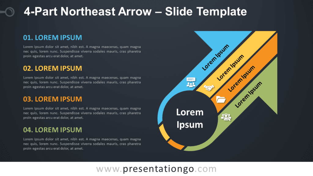 Free 4-Part Northeast Arrow Graphics for PowerPoint and Google Slides