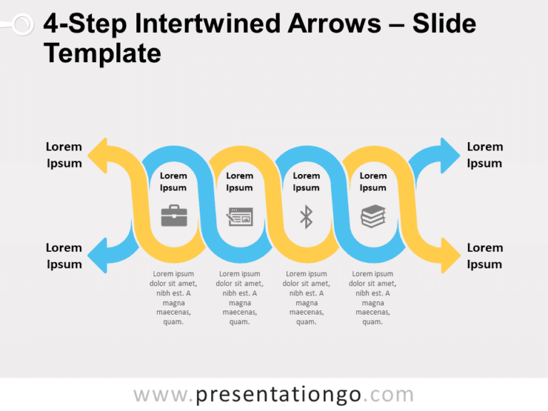 Free 4-Step Intertwined Arrows for PowerPoint