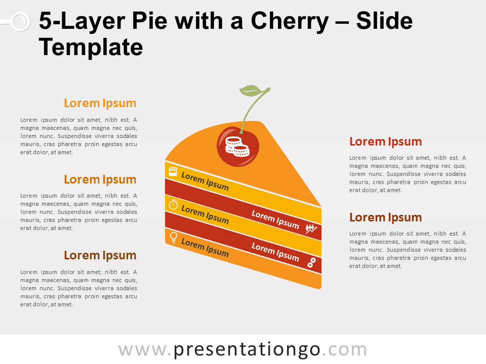 Free 5-Layer Pie with a Cherry for PowerPoint
