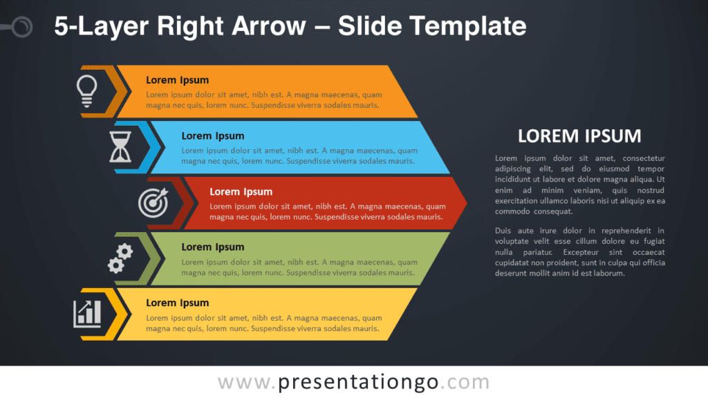 Free 5-Layer Right Arrow Graphics for PowerPoint and Google Slides