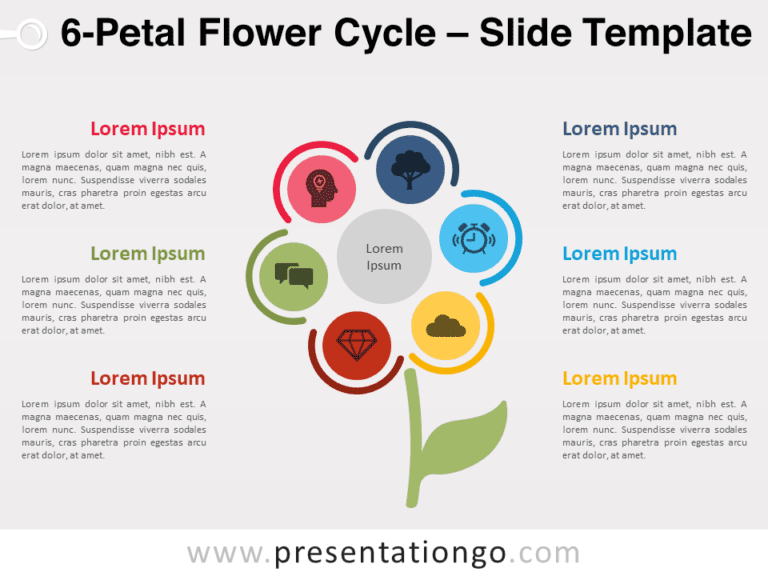 Free 6-Petal Flower Cycle for PowerPoint