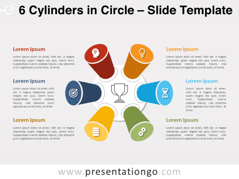 Free 6 Cylinders in Circle for PowerPoint