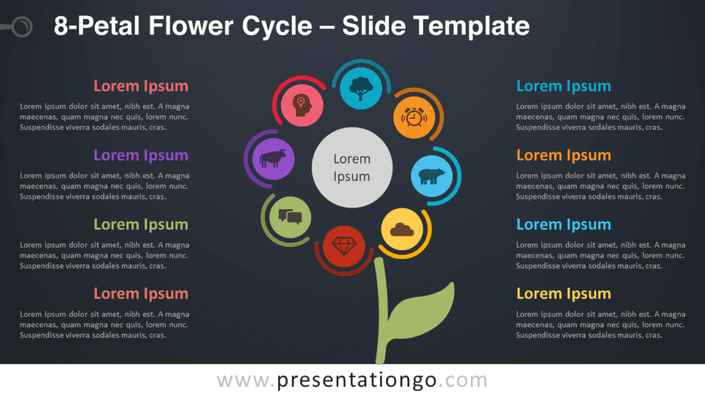 Free 8-Petal Flower Cycle Graphics for PowerPoint and Google Slides