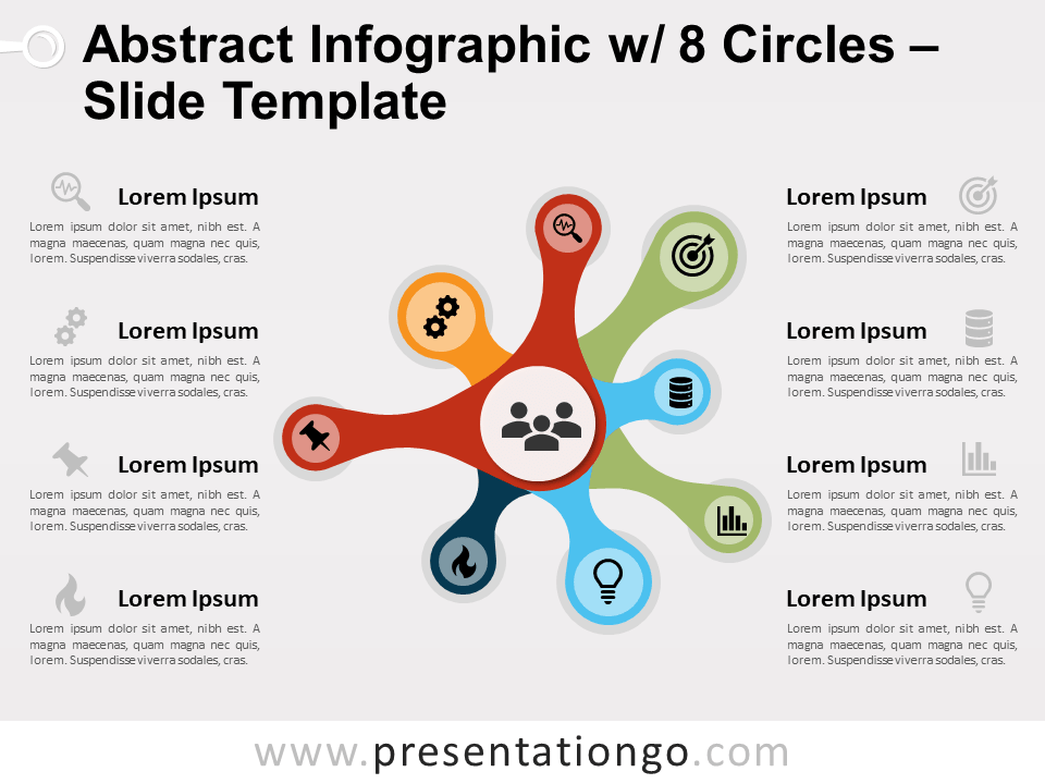 Free Abstract Infographics with 8 Circles Slide Template