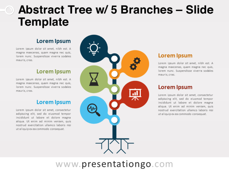 Free Abstract Tree with 5 Branches for PowerPoint