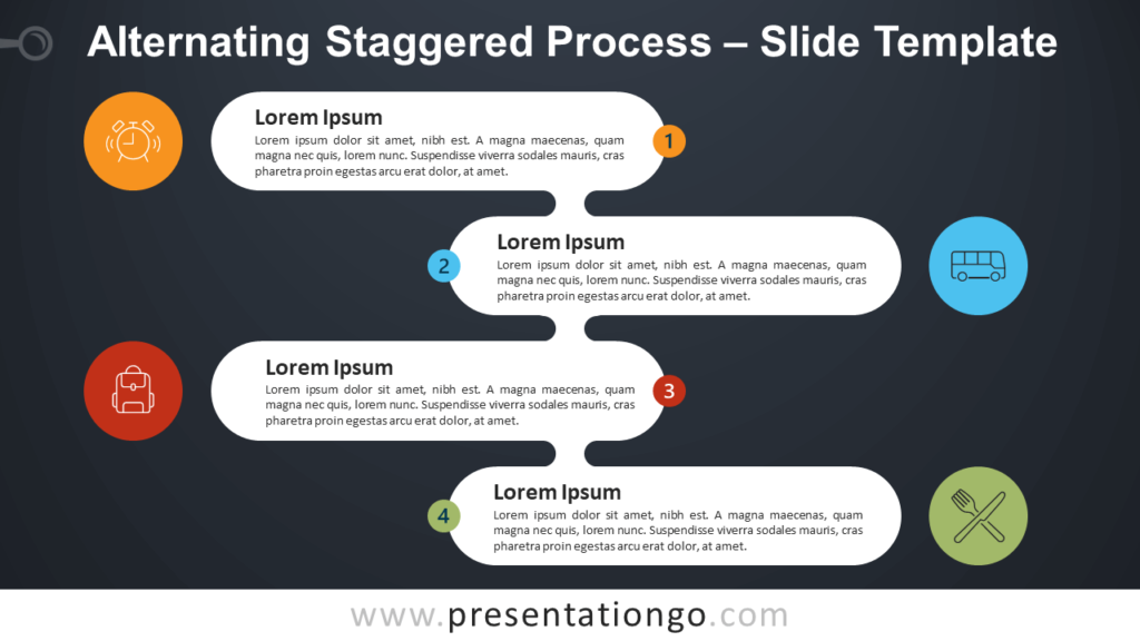 Free Alternating Staggered Process Diagram for PowerPoint and Google Slides