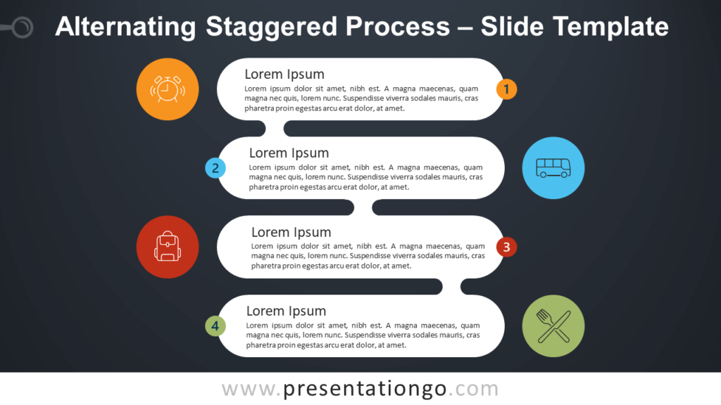 Free Alternating Staggered Process Infographic for PowerPoint and Google Slides