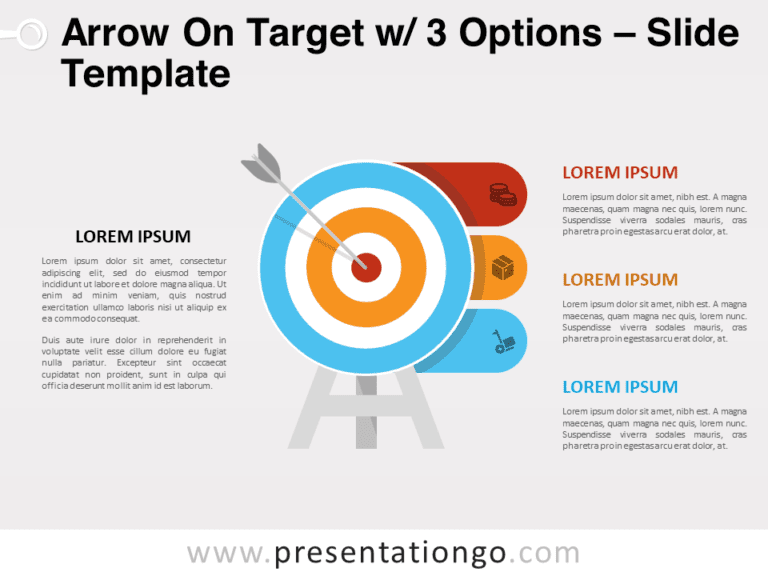 Arrow On Target with 3 Options for PowerPoint
