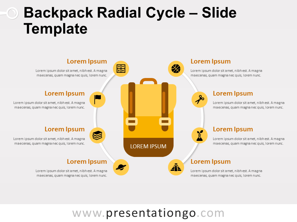 Free Backpack Radial Cycle for PowerPoint