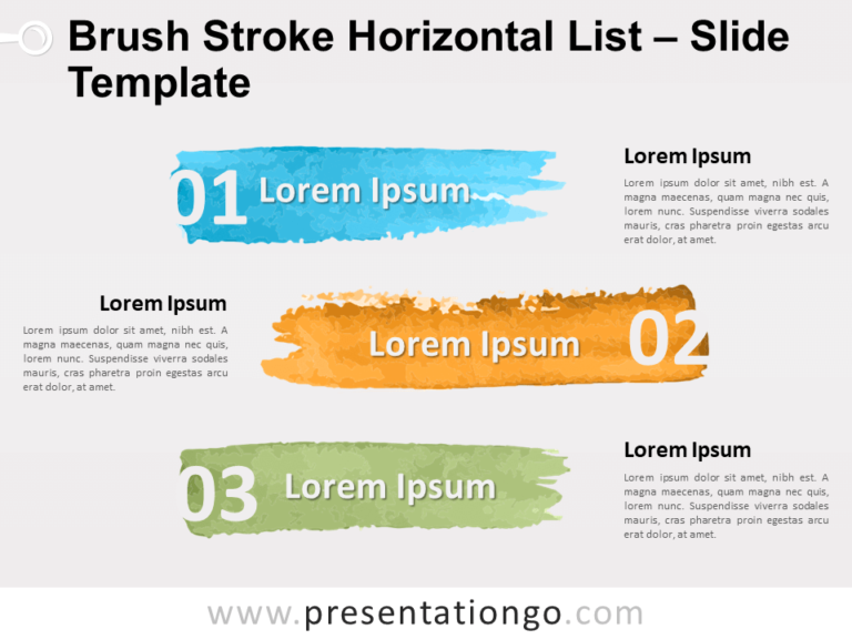 Free Brush Stroke Horizontal List for PowerPoint