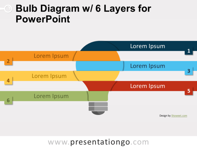 Free Bulb Diagram with 6 Layers for PowerPoint