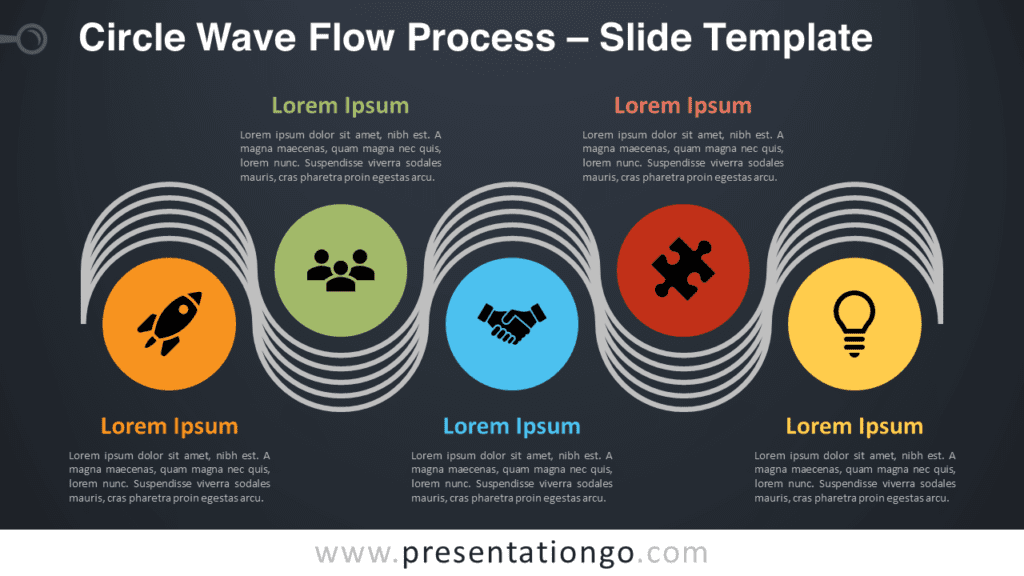 Free Circle Wave Flow Process Graphics for PowerPoint and Google Slides