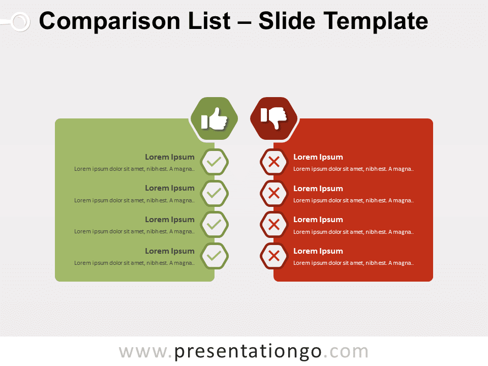 Free Comparison List Table for PowerPoint