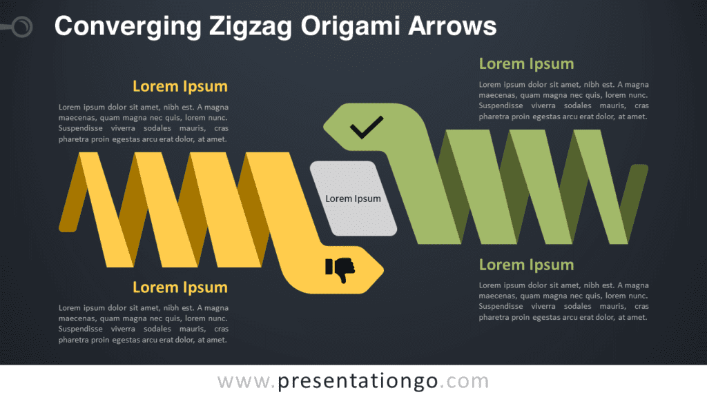 Free Converging Zigzag Origami Arrows Graphics for PowerPoint and Google Slides