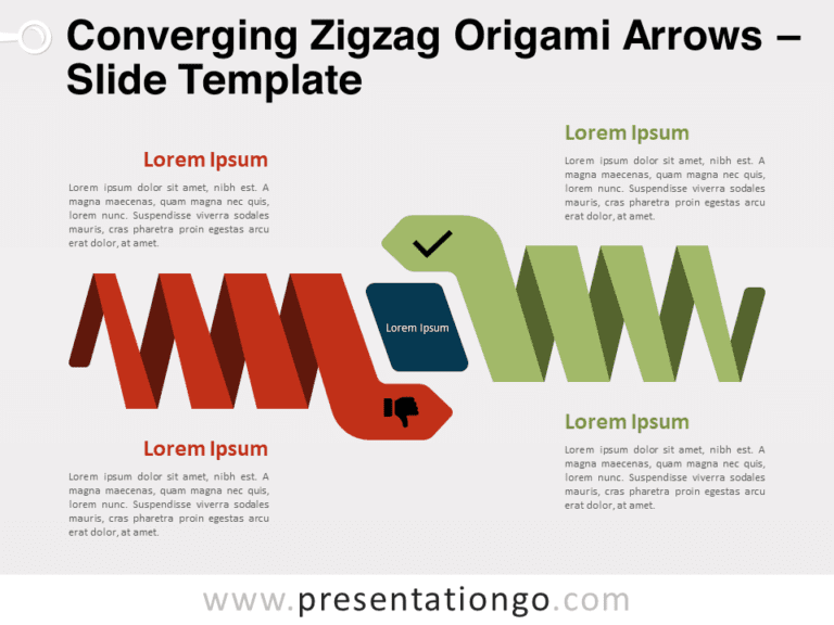 Free Converging Zigzag Origami Arrows for PowerPoint
