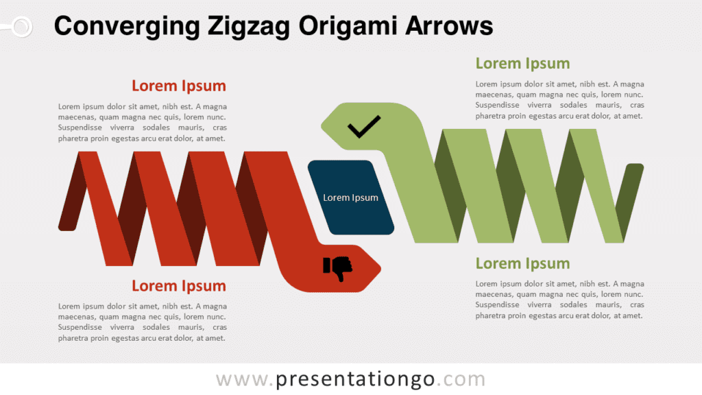 Free Converging Zigzag Origami Arrows for PowerPoint and Google Slides