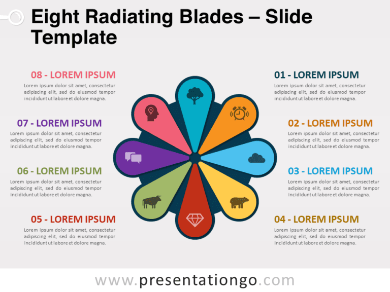 Free Eight Radiating Blades for PowerPoint