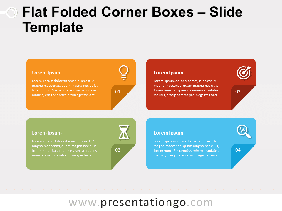 Free Flat Folded Corner Boxes for PowerPoint