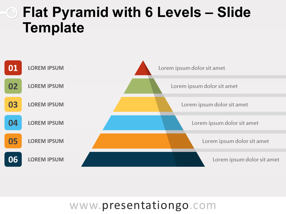 Free Flat Pyramid with 6 Levels Slide Template