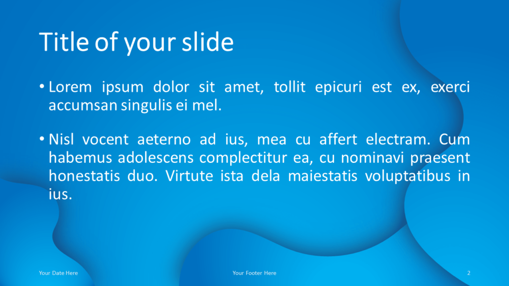 Fluids Free PowerPoint Template (Blue) - Title and Content Layout