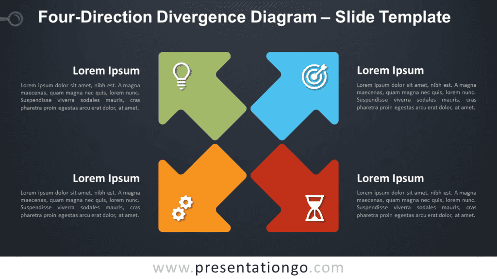 Free Four Direction Divergence Diagram Graphics for PowerPoint and Google Slides