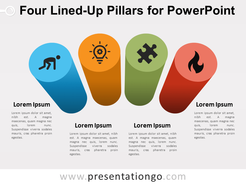 Four Lined-Up Pillars for PowerPoint