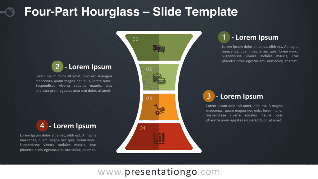 Free Four-Part Hourglass Diagram for PowerPoint and Google Slides