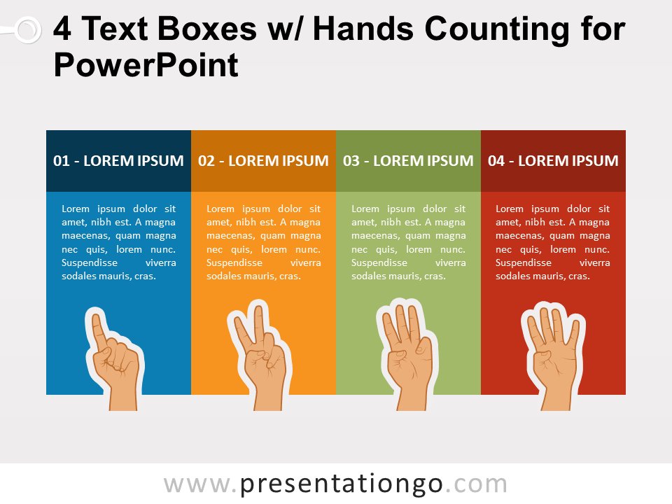 Free 4 Text Boxes with Hands Counting for PowerPoint