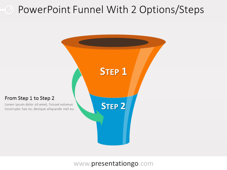 Free 2 level PowerPoint Funnel With Green Arrows