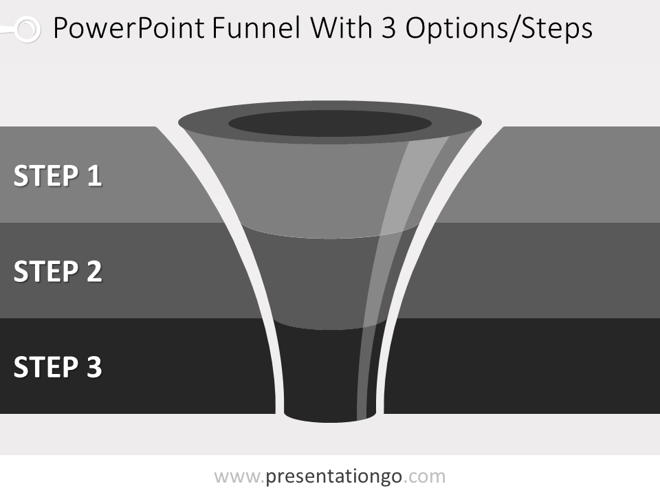 Free editable 3 level funnel diagram for PowerPoint