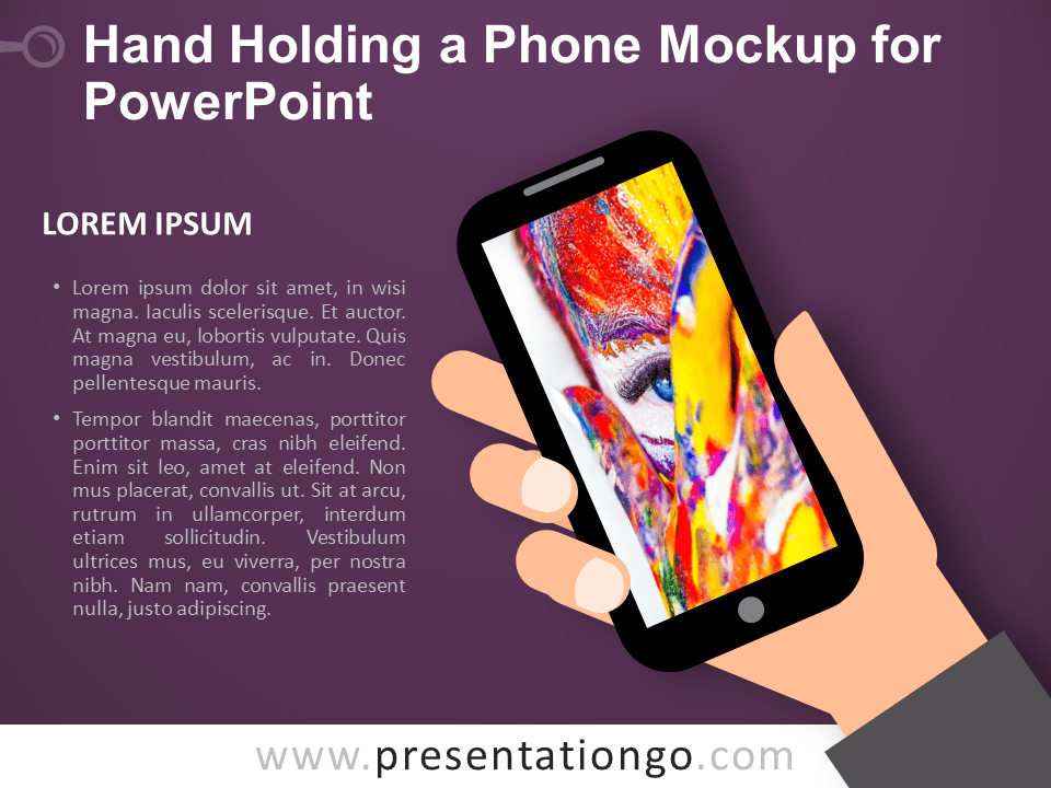 Free Hand Holding a Phone Mockup for PowerPoint - Dark Background