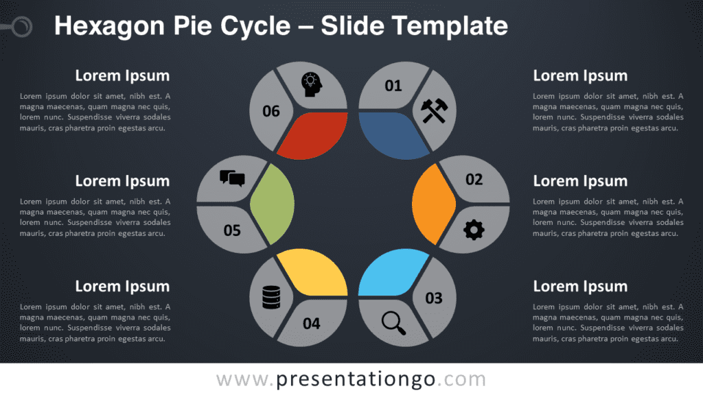 Free Hexagon Pie Cycle Diagram for PowerPoint and Google Slides