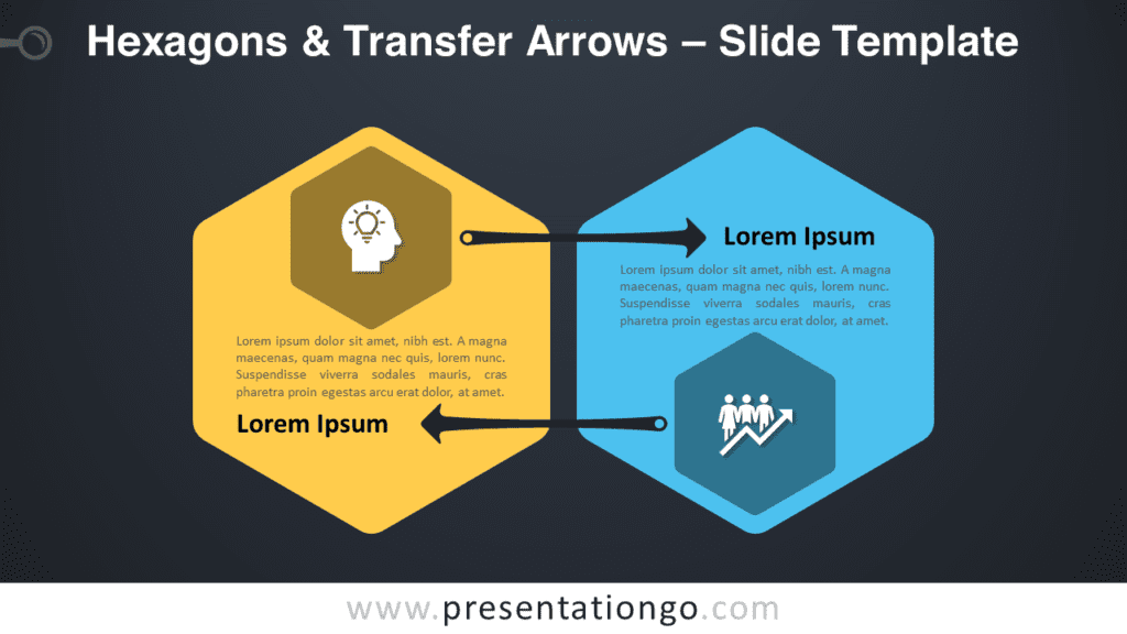 Free Hexagons & Transfer Arrows Diagram for PowerPoint and Google Slides