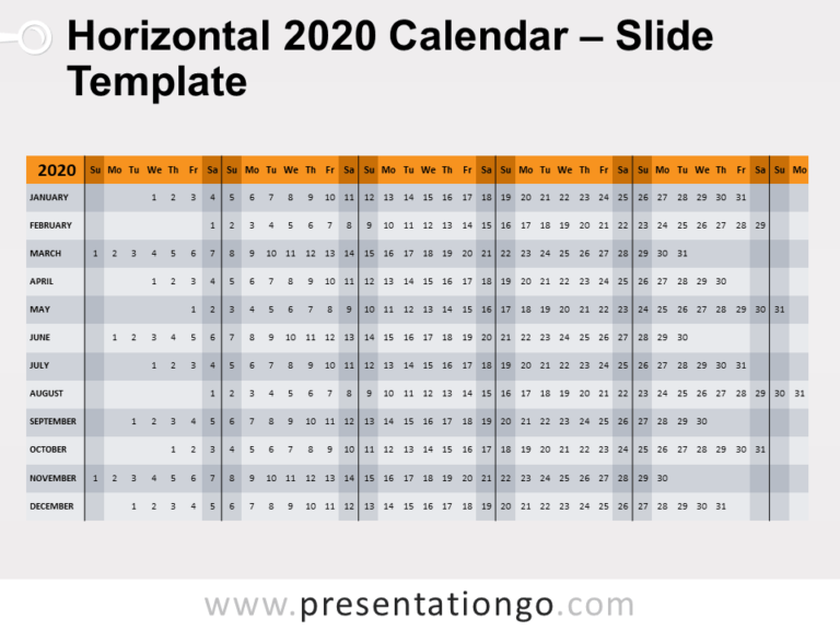Free Horizontal 2020 Calendar for PowerPoint