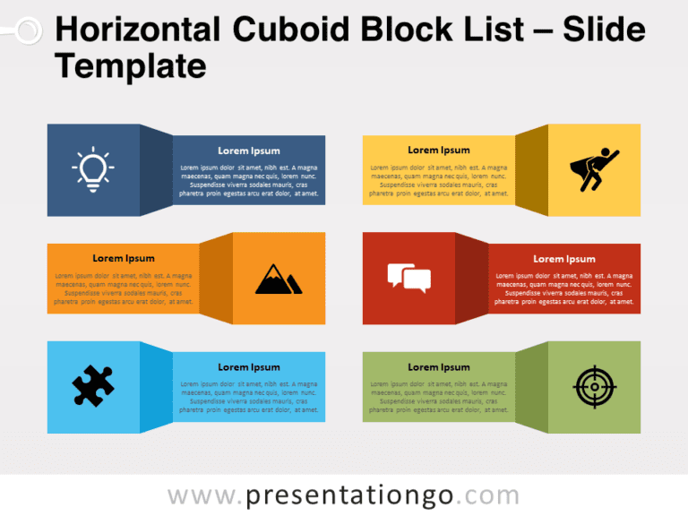 Free Horizontal Cuboid Block List for PowerPoint