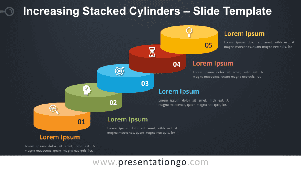 Free Increasing Stacked Cylinders Graphics for PowerPoint and Google Slides