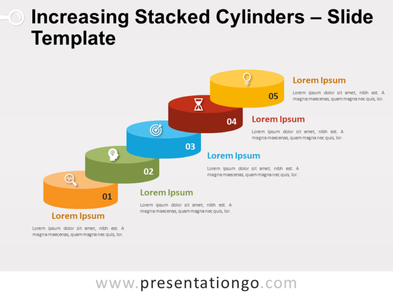 Free Increasing Stacked Cylinders for PowerPoint